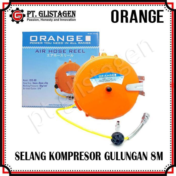 Orange Selang Kompresor Gulungan 8 Meter Air Hose Reel Kompresor 8M Gulungan Selang Angin Kompresor