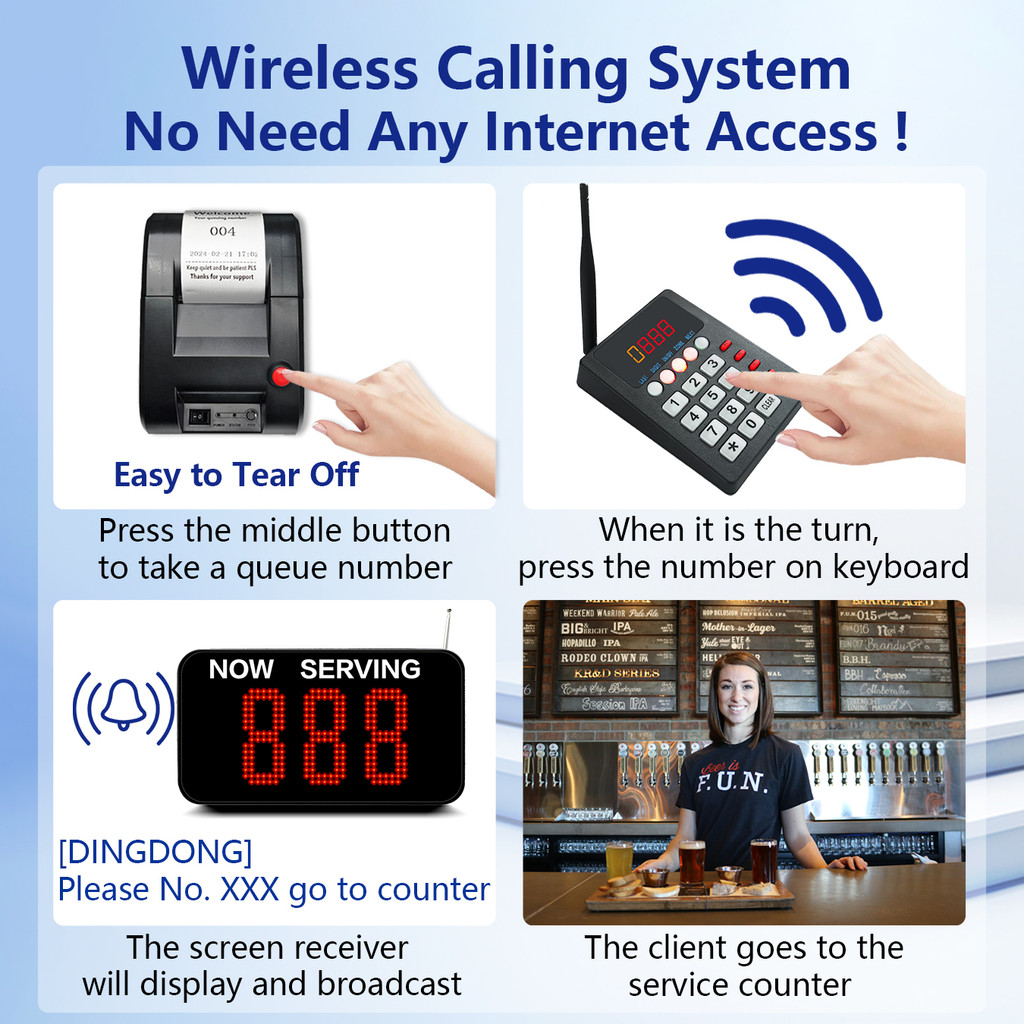 Number Calling System Wireless Restaurant Pager Queue Management System Business Keyboard Calling