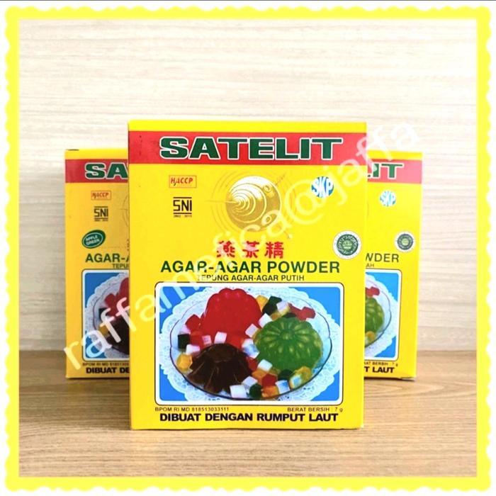 SATELIT SUPER Agar Agar Powder 7gr - BENING / PUTIH, HIJAU, MERAH, COKLAT Jelly Jeli