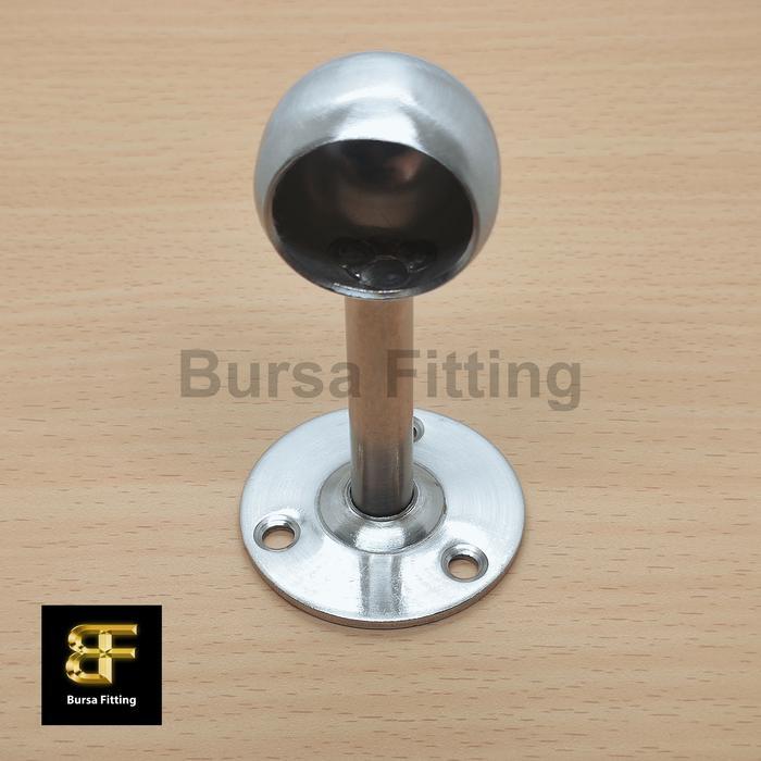 BRAKET TIANG UJUNG PIPA BULAT 1 INCH STAINLESS / BRAKET DOP PIPA 25 MM