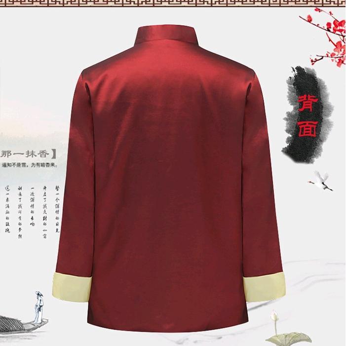 Atasan Cheongsam Pria Import Lengan Panjang Motif Naga