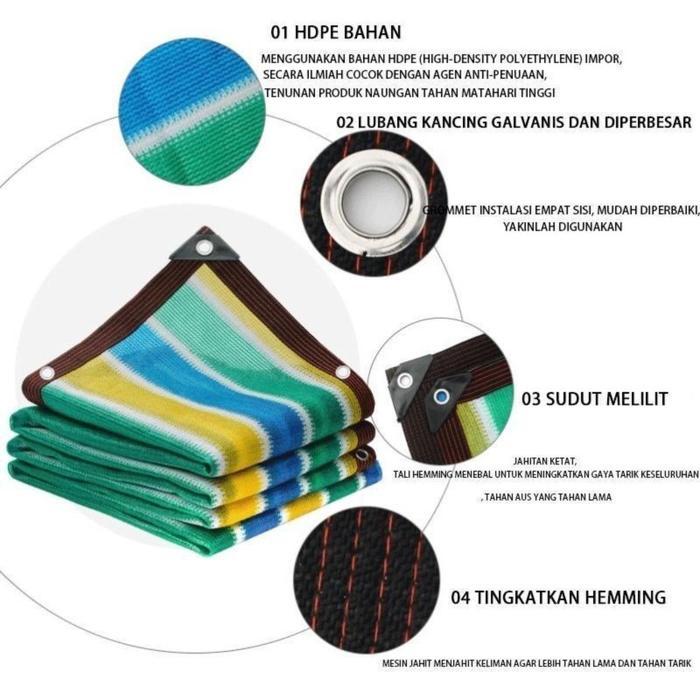 Vixplorn Paranet 90% Anti UV Sunshade Net Tabir Surya Kuning/Paranet 90% Jaring Warna-warni Suhu