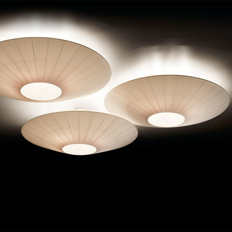 Japanese White ceiling light semi flush mount Siam light fabric light shades creative flying saucer