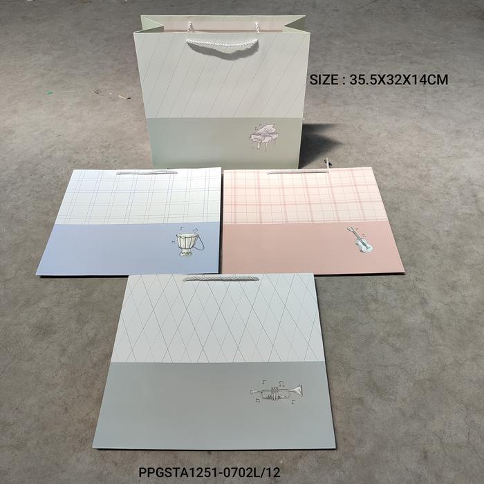 (12 Pcs) Paper Bag Khusus Size L / 1Lusin Isi 12 Pcs / 1Lusin Isi 4 Motif Tbk