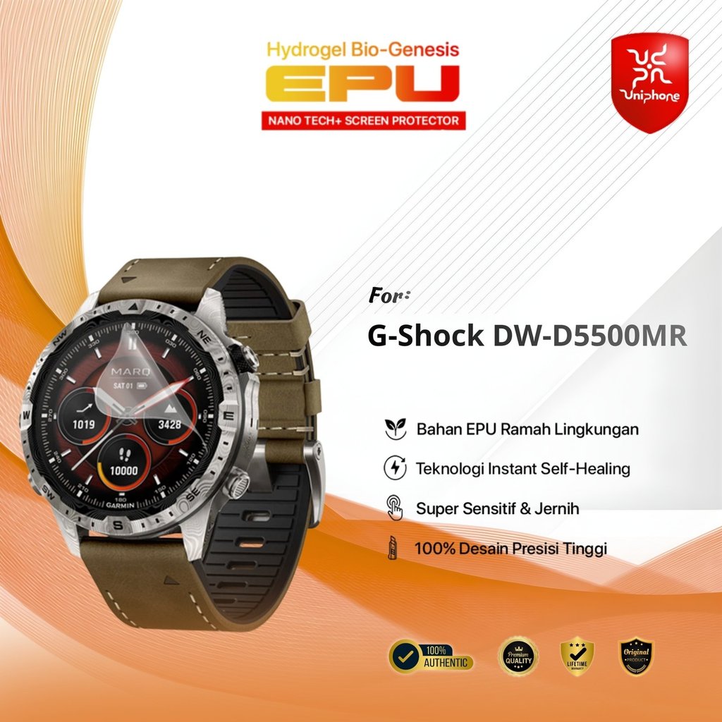 UniPhon BIO-HYDRO EPU Hydrogel Anti Gores for G-Shock DW-D5500MR Top-Tier Anti Scratch Clear HD Supe