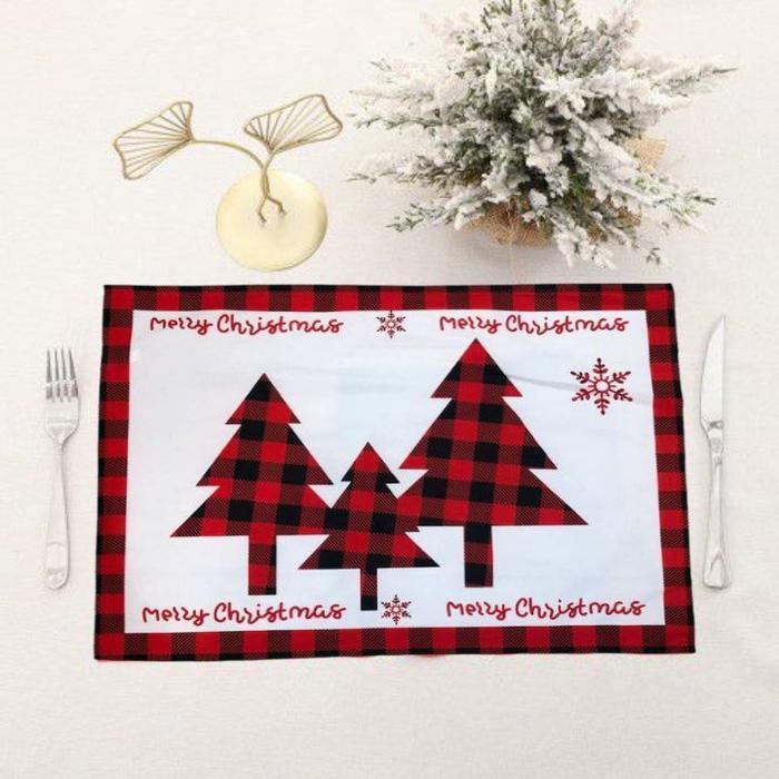 Placemat Alas Tatakan Piring Natal Katun Bludru Ornamen Dekorasi Natal