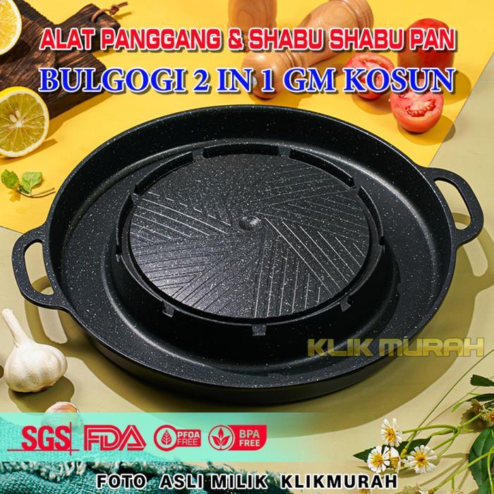 Panci Shabu Dan Grill Sukiyaki Bulgogi Pan 2 In 1 Gm - Bbq Mookata