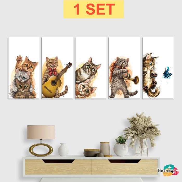 TERLARIS TENNESY san Dinding Kucing Lucu 1 Set 75x30CM Bingkai Foto W Decor Aesthetic Pajangan Kamar