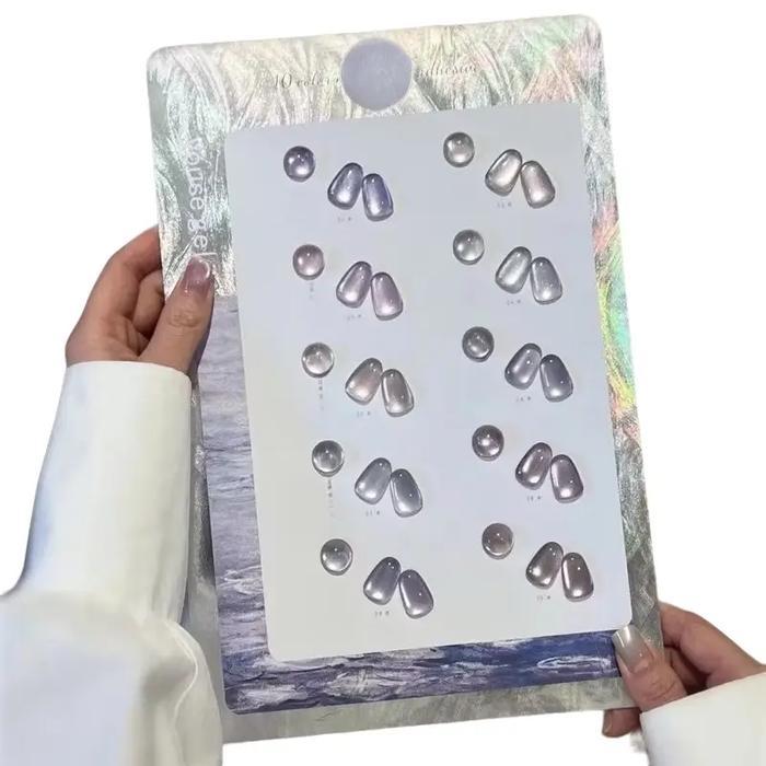 YOUSE CRYSTAL SNOW CAT EYE SILKY ISI 10 WARNA PER SET FREE NAIL FRAME