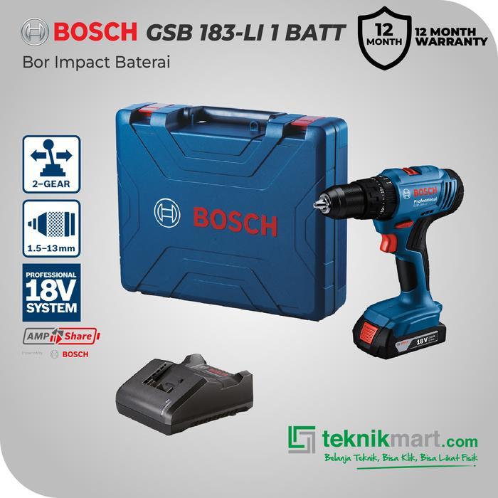 Bosch Cordless Impact Drill / Bor Impact Baterai 18Volt GSB 183-LI