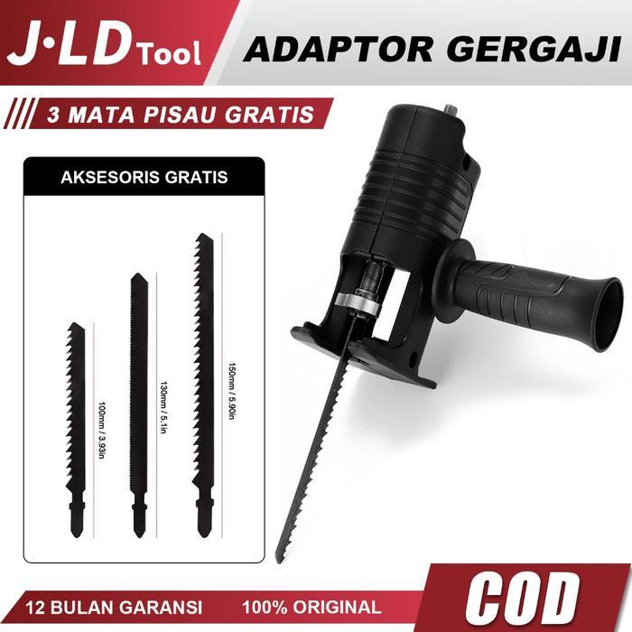 JLD Adaptor Reciprocating Jigsaw Tambahan Jig Saw Mesin Bor Tangan Gergaji Konektor Sambungan Bor