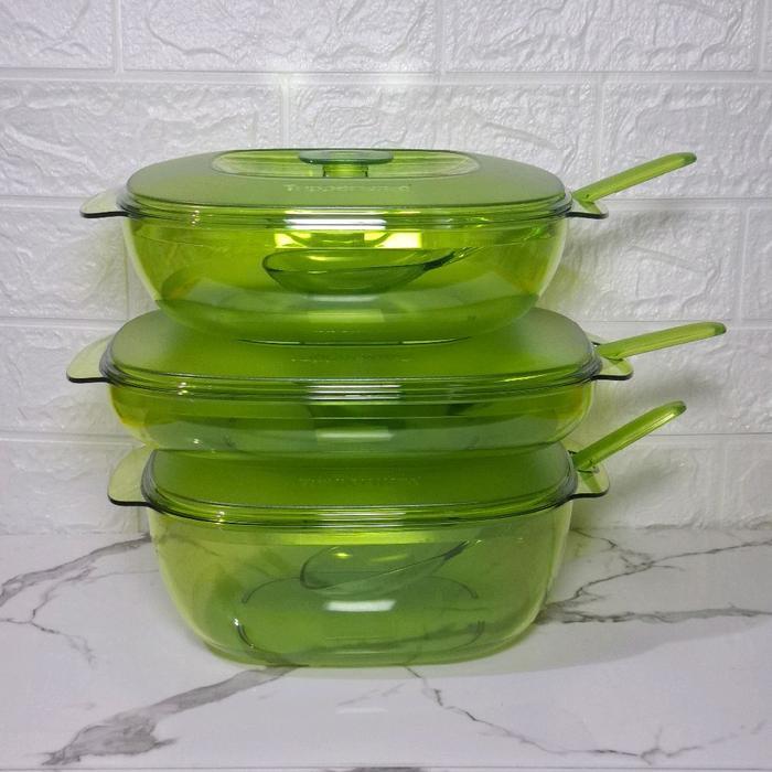 Crystalline Set Green Tupperware Wadah Prasmanan model Kristal