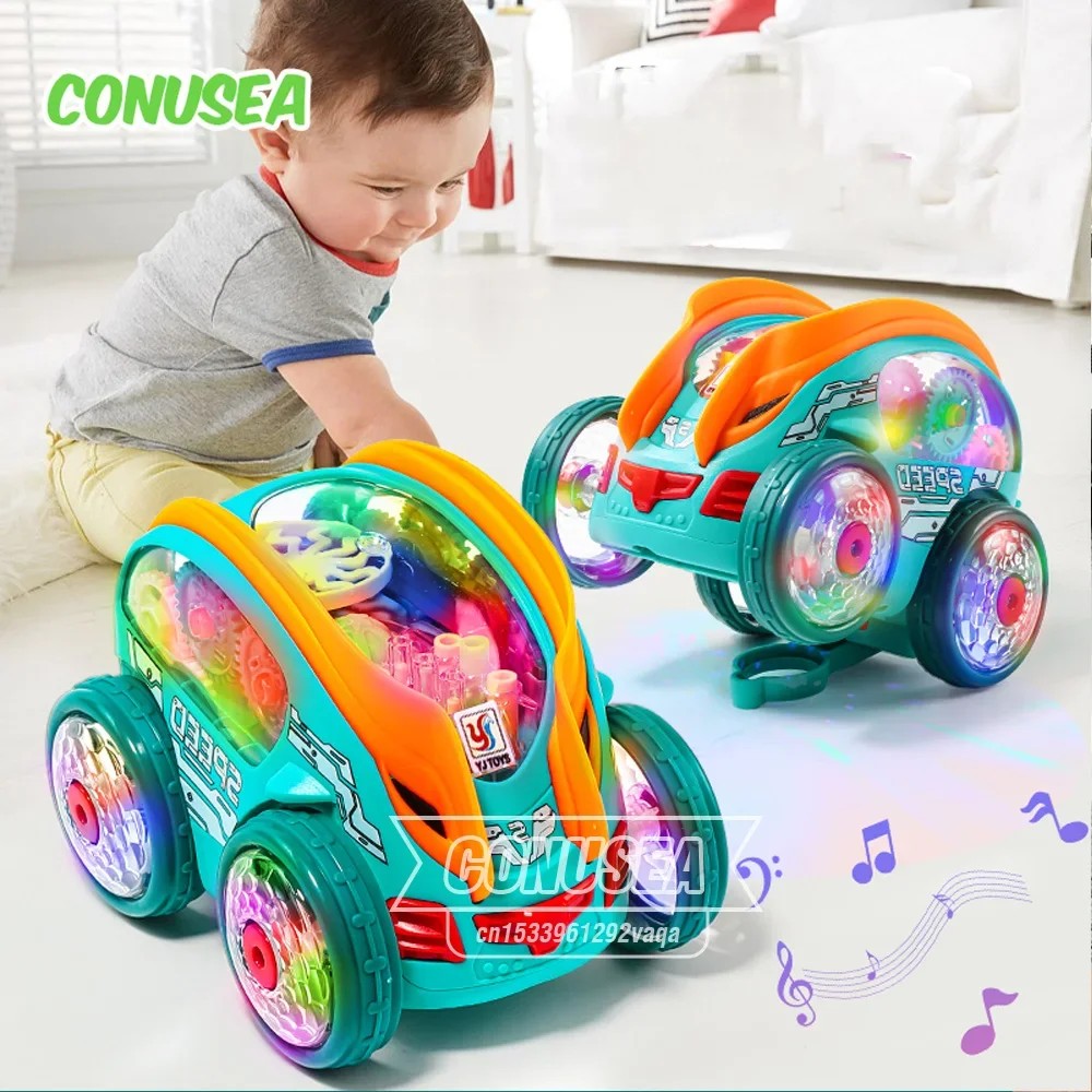 Rc Stunt Truck Toy Model Car Electric Universal 360 Degree Rotating Colorfyl Light Music Vehicle