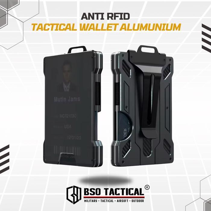 Consina - Tactical Magic Wallet Anti RFID Alumunium Card Holder Carbon with Clip Dompet Kartu