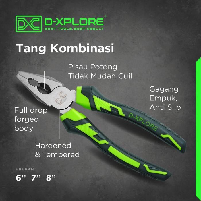 Tang Kombinasi Serbaguna Gagang Karet Fiber Ukuran 6 7 8 Inch D-Xplore