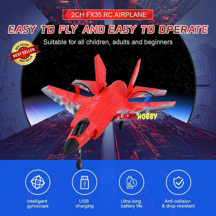 PESAWAT RC PLANE HW39 F35 FIGHTER FIXED WING GLIDER EPP FOAM RTF