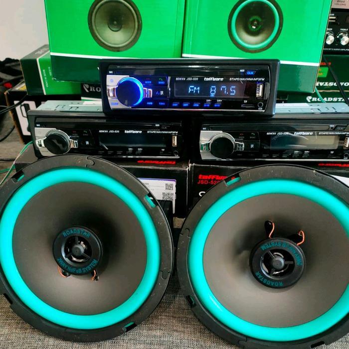 PROMO TAPE MOBIL + 2 SPEAKER 6,5 IN SUBWOFER SUPERR BASS JEDUG JEDUG BLUETOOTH RADIO USB