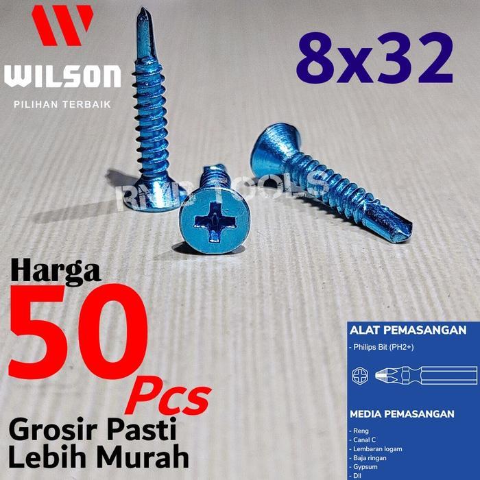 "New" Sekrup Roofing SDS 8 x 32 mm / Baut Sekrup Baja Ringan FH 8 x 32 mm