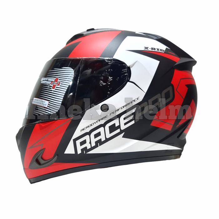 TERMURAH helm gm race pro x ride helm fullface single visor smoke READY STOCK