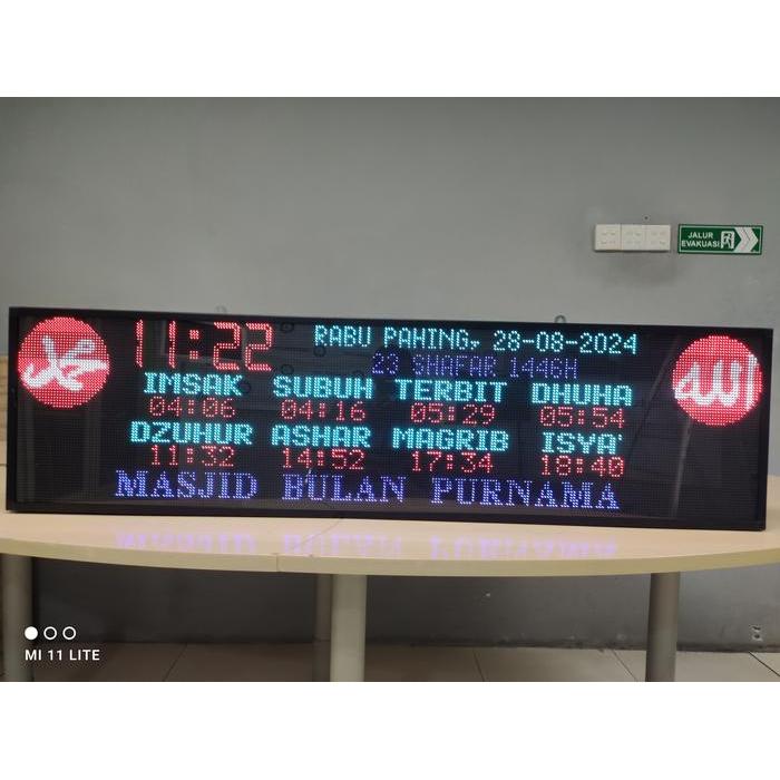 Jam Digital Masjid JR235 RGB - Jam Tawaf Dinding, Sholat Otomatis, Alarm Berbunyi Setiap Jam - NON T