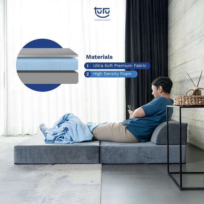 TURU Sofa Bed 2in1 Uk. 120x190 TURU Minimalis Grey / Trifold Kasur Sofa