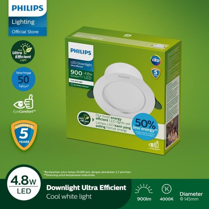 Philips Lampu Downlight Ultra Efficient 4.8W 40K Semi Putih
