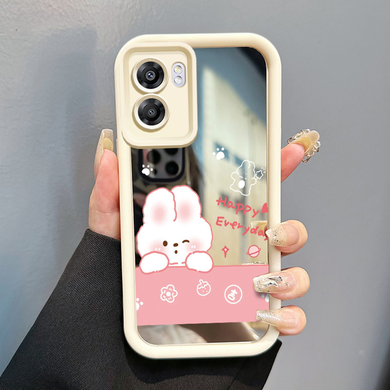 Casing Hp Untuk OPPO A57 2022 A77 A2022 A57s A57e A77s Case kelinci putih yang manis dan lembut Kasi