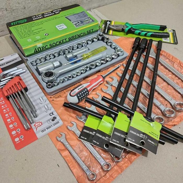 PROMO Paket Kunci Bengkel Motor Lengkap 1 Set / Kunci T Tekiro/Kunci Shock/Pas Ring Set/Tang