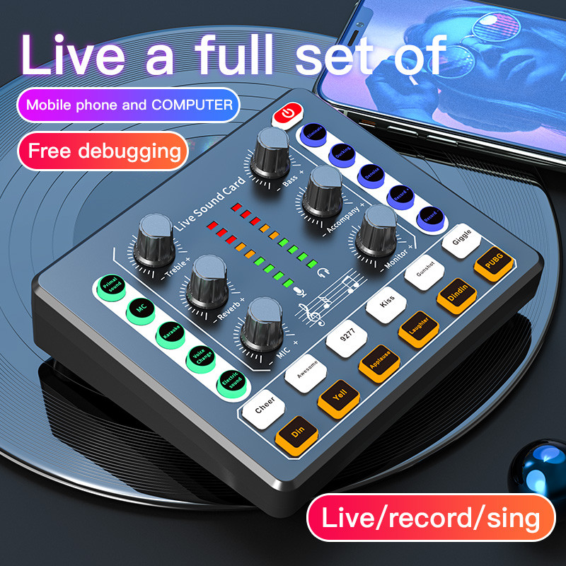 Podcast equipment set, audio interface, with BM-800 condenser microphone, DJ mixer, podcast