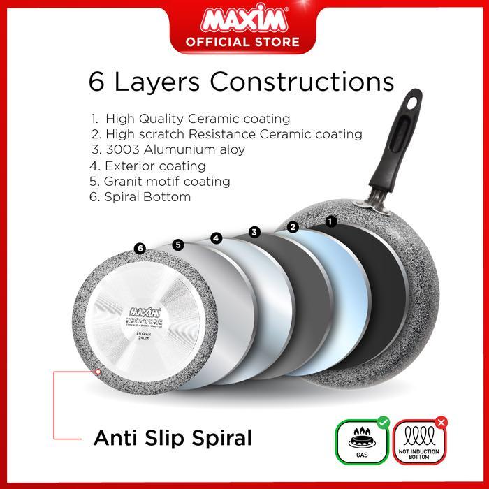 Maxim Neostone Wajan Ceramic Anti Lengket 25Cm Crepiere