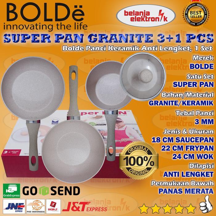 BOLDE SUPER PAN GRANITE 3+1 PCS SET BEIGE/PANCI WAJAN PENGGORENGAN KERAMIK