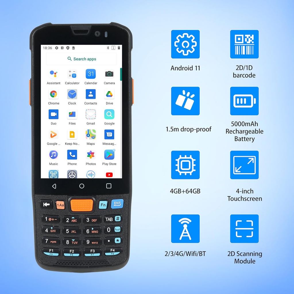 Android PDA Barcode Scanner Handheld PDA 2D Scanner 4G Lte Wifi Bluetooth GPS Rugged Data Collector