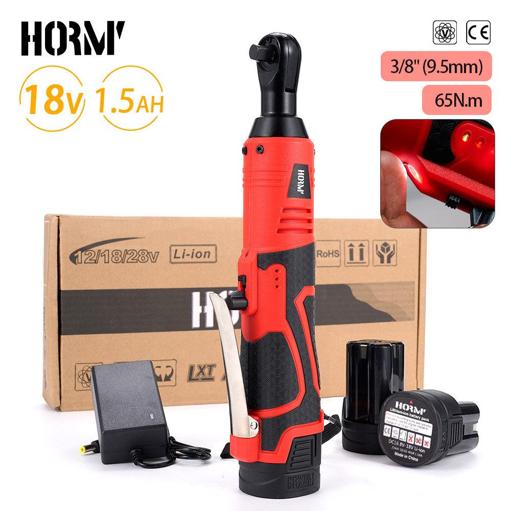 Kunci Impact Tanpa Kabel 18V Kunci Impact Listrik Isi Ulang Kunci Pas Ratchet Sudut Kanan 3/8 Inci A