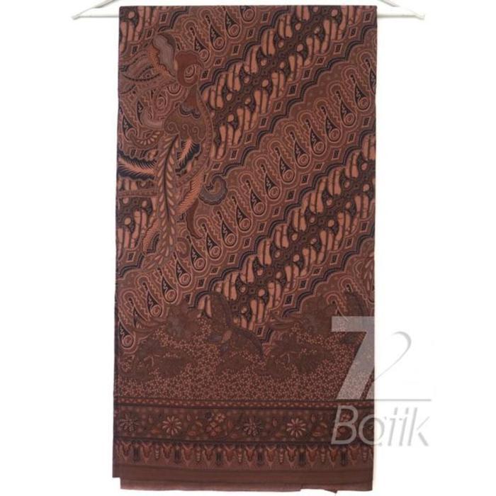 KAIN BATIK Bahan Katun Motif Parang Seling Kusumo Sogan Coklat Abu Warna Alam 724655 Cap 72 Jarik