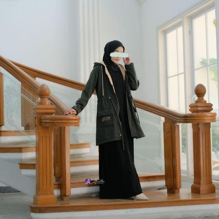 Jaket Outer Hijab Alietha Jaket Hijab Panjang Muslimah Jacket Alietha Tebal Musim Dingin Parka