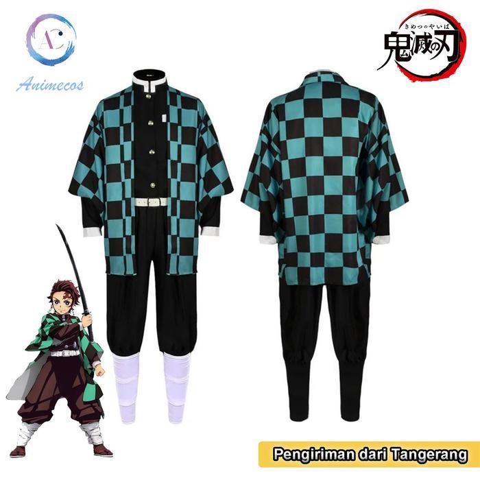 Anime Demon Slayer Kostum cosplay Kamado Tanjiro Kostum untuk anak -anak Kostum aktivitas sekolah
