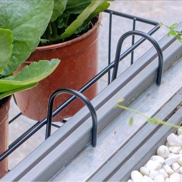 Dudung Tanii - Rak Besi+Pot/Rak Double Pot Bunga Balkon / Pagar / Gantungan Pot Kotak Panjang Tempel