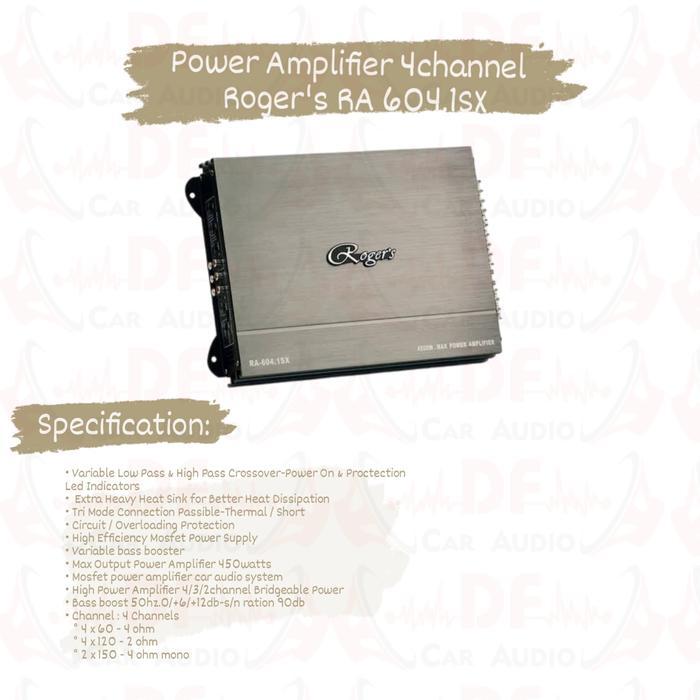 Power Amplifier 4 Channel Roger's RA 604.1 SX