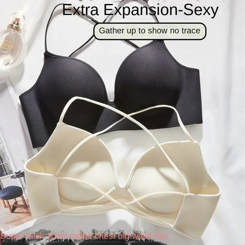 Women'S 10Cm Extra Thick Push Up Bra For Small Breasts Aa Cup Open Back Lingerie With Ed Thin Stra