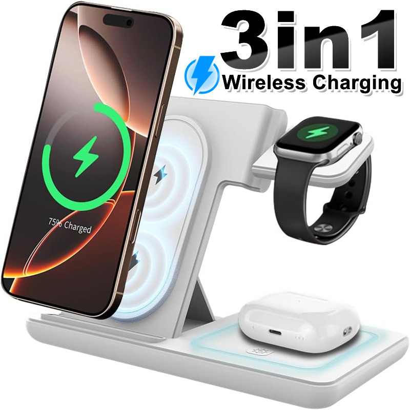 Wireless Charger For iPhone 17 AirPods iWatch Fast Charging MultiDevice Wireless Charging