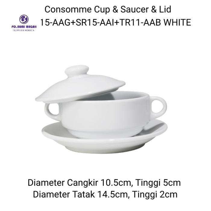 Consomme Cup & Saucer Keramik Polos (1 Pcs) Mangkok Soup Keramik Mangkok Zuppa Blanc By Indokeramik
