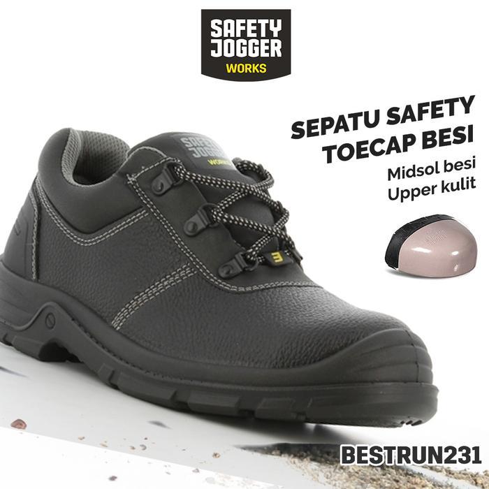 Safety Jogger Works Bestrun231 Bestrun Sepatu Septi Proyek Kerja Besi Pabrik Pria Best Seller Hitam