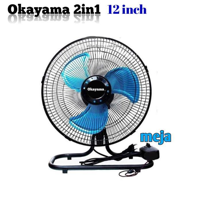 Okayama Kipas Angin Besi 2In1 12 Inch/Kipas Angin Meja Dan Dinding/Kipas Angin Blower/Kipas Tornado