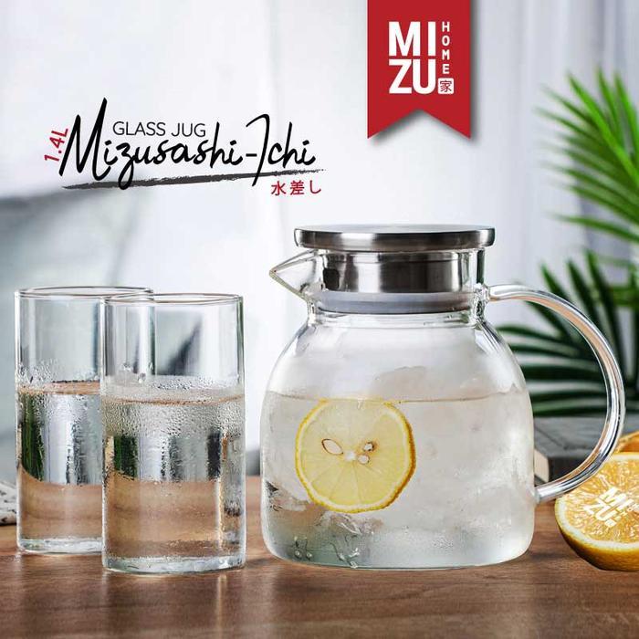 MIZU MIZUSASHI-ICHI Glass Jug Teko Kaca Borosilikat Teko Air Minimalis