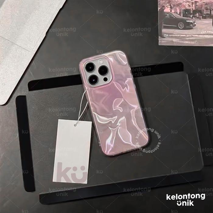(COD) KELONTONG UNIK GLENNA Classy Pink Ombre Hologram Case - Hardcase/ Casing HP for iPhone X XS XR