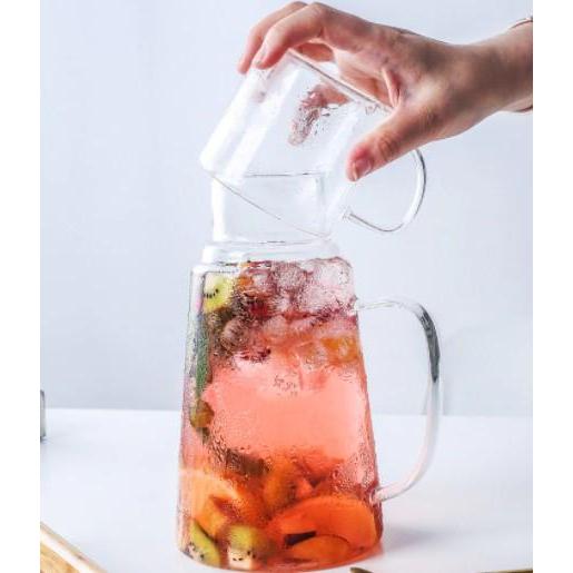 set pitcher dan gelas botol minum kaca teko air teko kaca dengan gelas