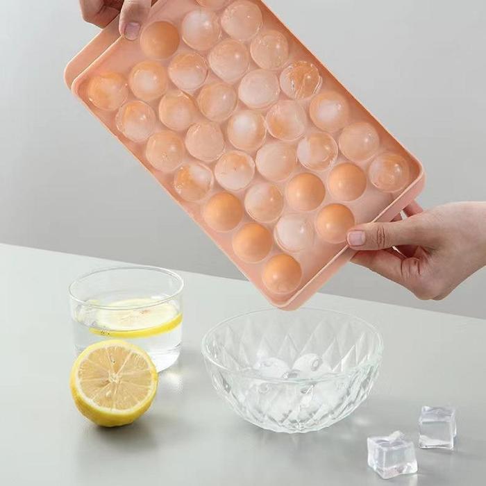 YHOME Cetakan Es Batu Bulat 33 Cube Ice + penutup cetakan / Cube Tray Cetakan Jelly / Ice Cube Tray
