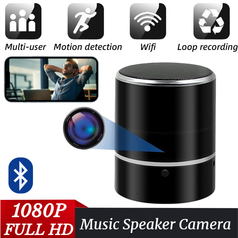 1080P HD Mini Camera Rotating Bluetooth Speaker Camera Wide Angle 240 Degree Wifi Music Speaker Came