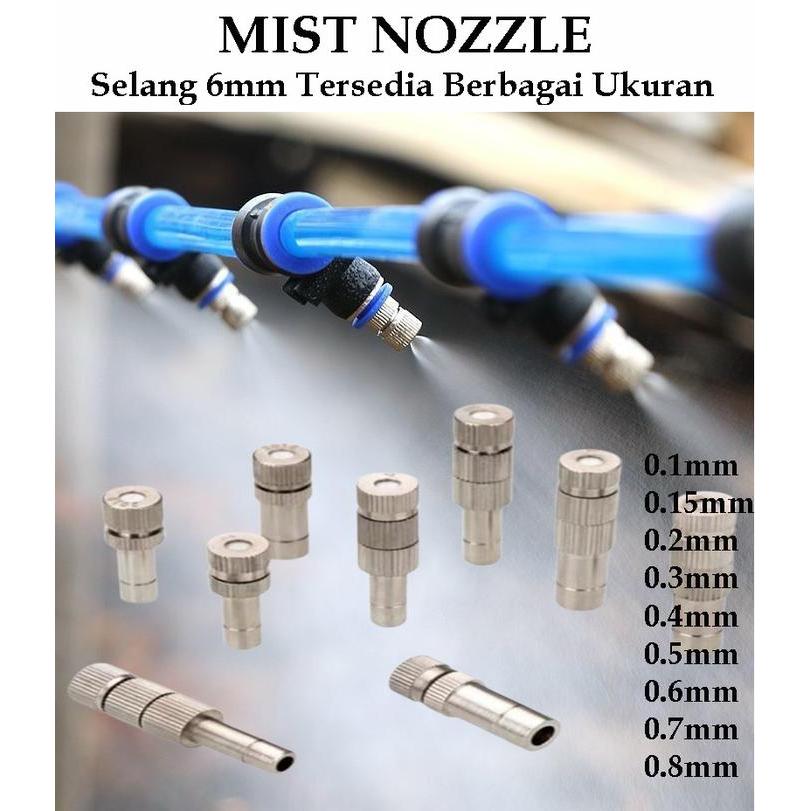 MIST NOZZLE SPRAYER EMBUN 0.1 mm 0.2 mm 0.3 mm 0.4 mm 0.5 mm 0.6 mm 0.7 mm 0.8 mm HEAD MISTING KABUT