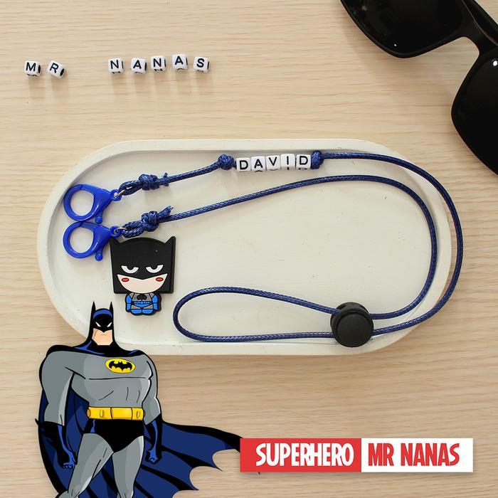 Tali Masker Anak Laki-laki Superhero Custom Nama Strap Masker Cowo